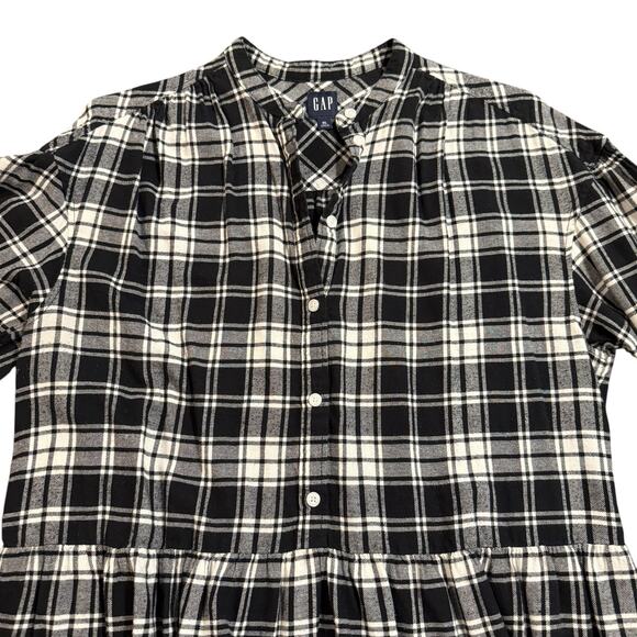 Gap Women’s black and white flannel plaid baby doll dress, Size XL - Picture 5 of 8